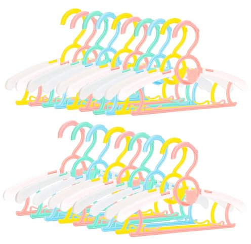 20-Pack（5 of each color） Adjustable Hangers for Baby, Kids, and Children - Non-Slip, Wind-Lock Buckle, Space-Saving, Multi-Functional Hangers (Multicolor)