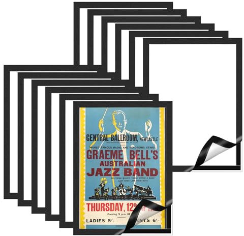 JMIATRY 15 Pcs A4 Magnetic Frames, Self Adhesive A4 Magnetic Picture Frame, Black Magnetic Display Frames for Wall, Door, Refrigerator and Cupboard Display Frame