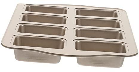 Garneck Moule à Mini-pains Rectangulaire 8 Cavités en Acier au Carbone Antiadhésif Doré pour Cuisson Pâtisserie Four Petit-déjeuner Piquenique