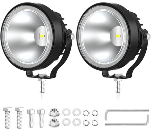 Fxlpower 30W LED Arbeitsscheinwerfer, 4 Zoll Spot Beam, DC 12-80V | IP68 Wasserdicht, 3000LM Kaltweiß, 180° Verstellbarer Halter, Aluminiumgehäuse, Offroad Geeignet