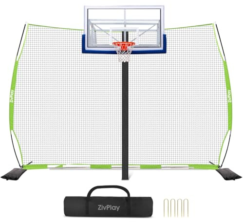 Basketball Net Catcher Basketball Backstop Net Basketball Barrier Nets for Backyard 12 x 10 ft Rebounder to Guard Rebound and Return Basketball with Sand Bags and Carry Bag