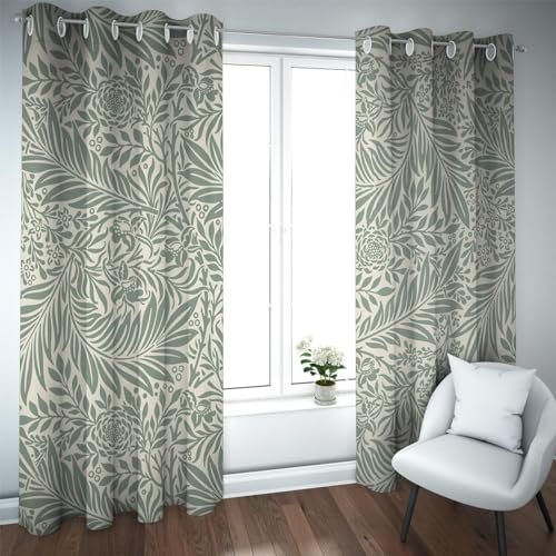 Deertweet Home Salbeigrün Verdunkelungsvorhänge William Morris Blumen Fenstervorhänge Schallschutzvorhänge für Schlafzimmer Wohnzimmer Niedliche Vorhänge 2 Paneele H160xB168