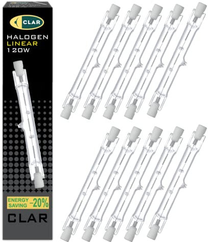 CLAR - Bombilla Halógena Lineal 120W 78mm 230V CL, Bombillas Halógenas, Focos Halógenos, Bombilla Halógena R7S (Pack 10)