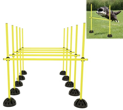 ORHEYA Trainingsstangen-Set für Sprungkraft, Dribbling und Beweglichkeit, 15 Stangen (100 cm), 10 X-Standfüße, 10 Clips, Ideal für Konditionstraining– Gelb