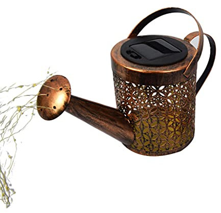 For Creative Wrought Iron Hollow Kettle Shower Floor Plug Lights Beautiful Solar Watering Fairy Lights Shower Irrigation For Lights String Garden Art LED Shower Lamp