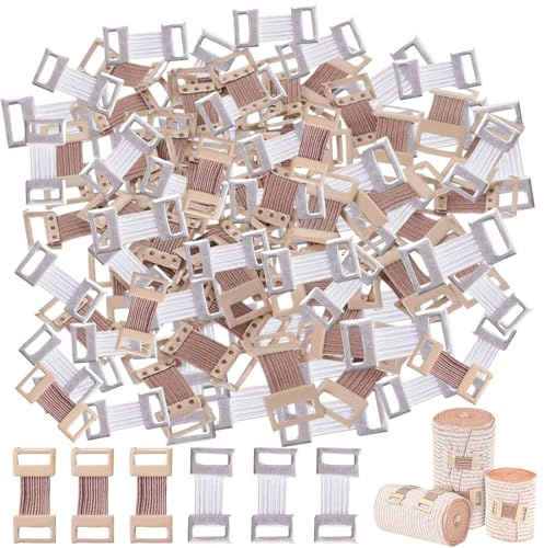 100 Stück Verbandklammern, Stretchbandageclip, Bandage Aluminium Schnalle, Elastische Bandage Clips, Verbandsklammern, Elastische Binde Clips, für Verschiedene Arten Bandagen(Weiß/Hautfarben)