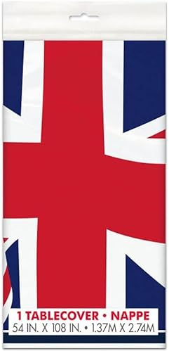 Union Jack Plastic Tablecloths – 10 Pack of 120 x 180cm Covers – Red White Blue British Flag Table Cover Set for VE Day, Royal Events, Eurovision & Olympic Celebrations