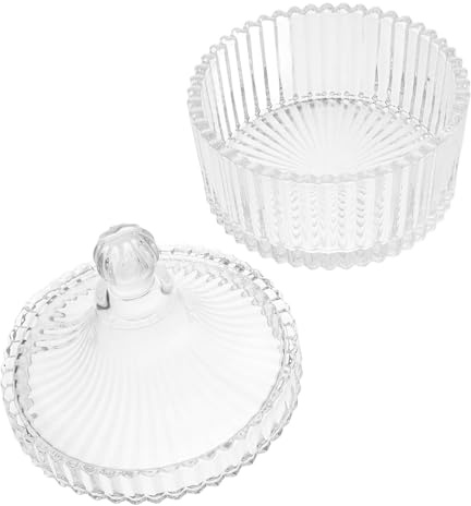 VICASKY Bougeoir Verre avec Couvercle Récipient Décoratif pour Bougies Chauffe-Plat Petit Pot Verre pour Bijoux Support à Bougie Transparent Bol Aromathérapie Élégant