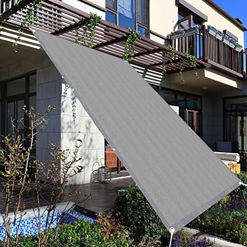 Toldo para exteriores de 6 x 7 m, 95 % de bloqueo UV, resistente al desgarro, para jacuzzi, patio, césped y refugio de jardín, con accesorio para toldo, color gris