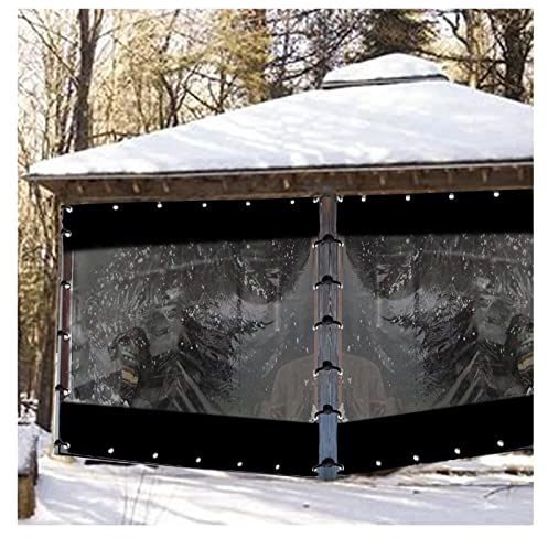 Panneaux de rideaux d'extérieur imperméables sur mesure pour belvédères, pergolas et porches – Œillets antirouille isolés transparents – 460 x 220 cm – Idéal pour la protection de l'intimité et des