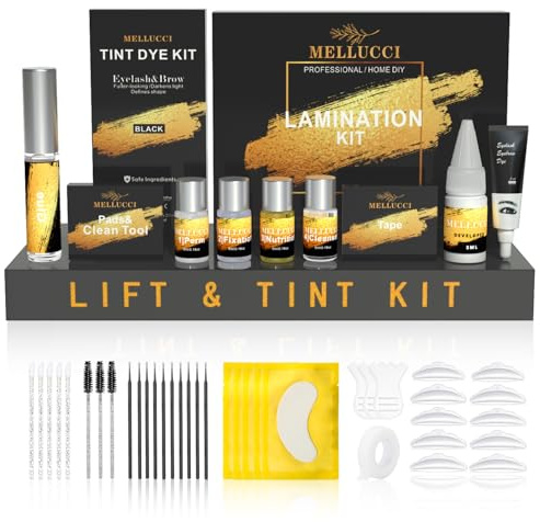 MELLUCCI Lash Lift Kit Black Color Upgraded Brow Lamination Kit Easy for Beginner and Professional Salon-Quality Eyelash Perm Kit Safe Effective Results Salon & DIY Use
