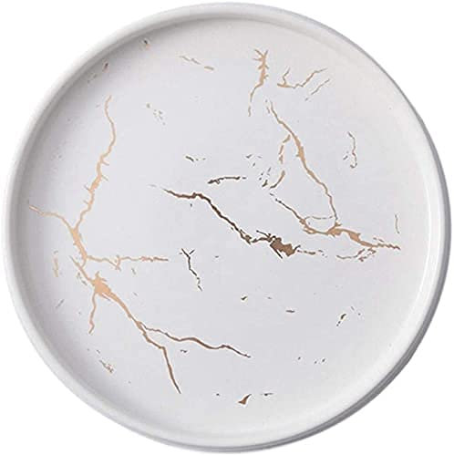 DLAZUM Service de Table, 20 cm, Assiette en céramique, marbre Blanc doré, Couverts en Porcelaine, Table de Cuisine, Assiette à Dessert décorative européenne, Assiettes