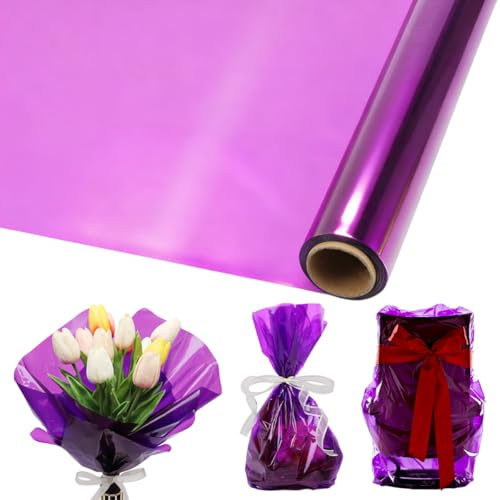 Rollo de Papel Celofán Violeta Transparente 40cm x 30m para Decoración