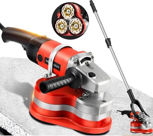 Pulidora de diamante eléctrica de 3800W, amoladora de hormigón de 3 cabezales, 6 velocidades, rectificado de 90° sin rebabas,para pulir superficies de hormigón,desincrustar metales,Withextensionrod