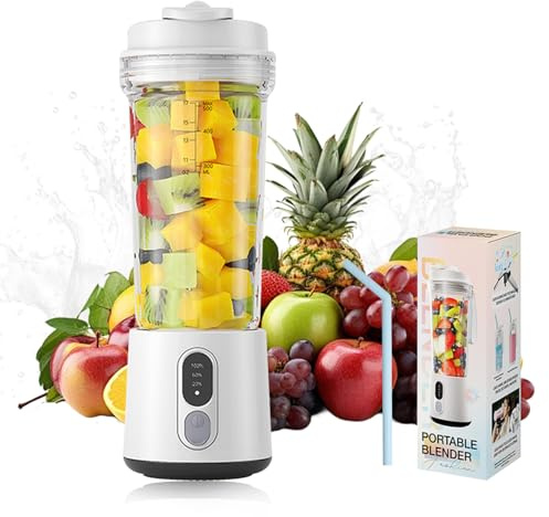 Blender Smoothie, Mixeur Portable de 500ml avec USB Rechargeable 4000mAh Piles, Mini Blenders avec 6 Lames, Mixseur Sans Fil de Voyage pour Salle de Sport, Extérieur, Cuisine