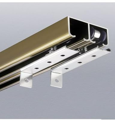 Rail de porte coulissante à double galandage, porte coulissante de placard avec roulettes, kit de quincaillerie for porte de à double galandage, rail en aluminium(L 31.5in/80cm)