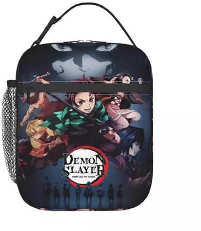TFDGDGH Insulated Lunch Boxes Demon Kyojuro Akaza Merch Japanese Anime Lunch Container Causal Cooler Thermal Bento Box