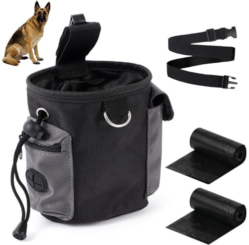Rosqmor Sac Friandise pour Chien, Petit Pochette Friandises Chien avec 2 Sacs A Crottes, Portable Sac De Dressage Chiens pour Le Dressage Et Les Promenades avec Votre Chien