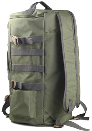 Aramox Mochila de Pesca Verde del Ejército de Gran Capacidad, Tela Poliéster Resistente a la Lágrima con Cierre Doble Cremallera, Correas Correa Molle, Ideal para Pesca, Campamento, Actividades Al