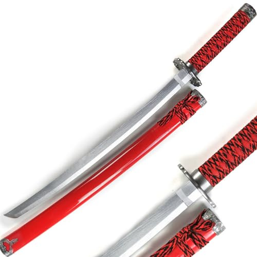 Samurajsvärd, böjd träningsbokken med mantel, Katana rekvisita för cosplay, display och samlingsdekor