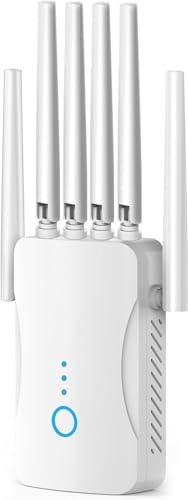 Répéteur Wi-FI 6 Antennes pour Maison et Bureau, Amplifie Le Signal Wi-FI Jusqu’à 120m²,Connexion Rapide et Stable, Idéal Streaming, Jeux en Ligne et Télétravail