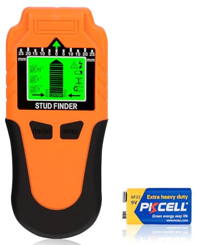 Detector de Pared 6 en 1 – Detector de Barras Multifuncional con Pantalla LCD y señal acústica, Detector de Pared preciso para Madera, Metales ferrosos, Metales no ferrosos, Cables de alimentación y