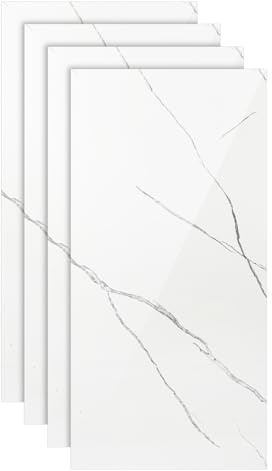 Vkechh YB003 Lot de 4 panneaux muraux 120 x 60 cm, aspect marbre, revêtement mural en PVC, panneau mural de cuisine, panneau mural de salle de bain, paroi arrière de douche imperméable, pour salle de