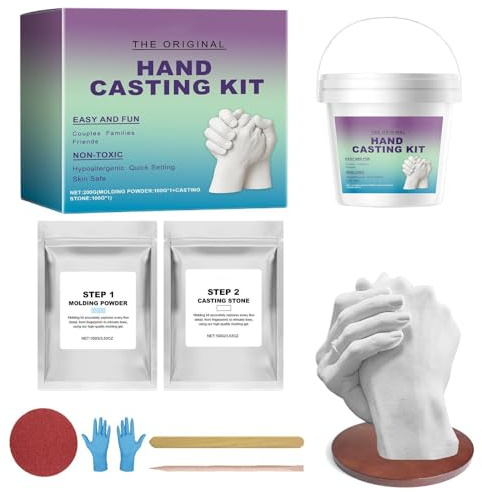 Adsfvs Kit de Molde para Manos en Escayola para Parejas,Molde de Escayola Artesanal Romántico,Set de para Manos en Pareja - para Amigos Familia Novio Novia San Valentín Día de la Madre Boda