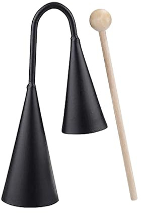 – Zweifarbige Agogo-Glocke, traditionelle Hand-Kuhglocke, Musik-Percussion | Instrument | Professioneller Holzschläger