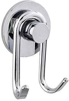 WENKO Express-Loc® Wandhaken Cali - 2er Set, Badhaken, Küchenhaken, Befestigen ohne bohren, Edelstahl rostfrei, 5.5 x 9 x 4 cm, Glänzend