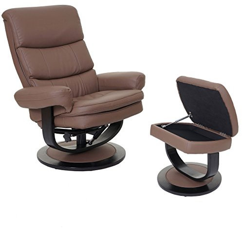 Mendler Relaxsessel HWC-C16, Fernsehsessel TV-Sessel Hocker mit Staufach, MVG-Zertifiziert - Kunstleder Chocolate