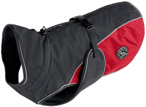 HUNTER Uppsala Cozy Hundemantel | Polyester, wasser- und windabweisend, mit Innenfutter, reflektierend, waschbar bei 30 °C, Farbe: Anthrazit/Rot, Größe: 40