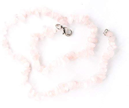 Taddart Minerals - Collana in quarzo naturale rosa, 45 cm di lunghezza, fatta a mano