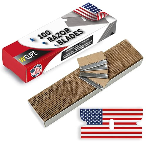 Single Edge Razor Blades, 100 Pack, Made in the USA, Industrial Razor Blades, Scraper Refills, Box Cutter, Paint Scraper, Safety Straight Edge Razor Blades