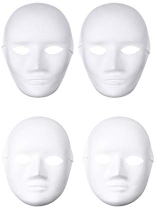 4 Pièces Masque Blanc Masque De Mascarade Non Peint Demi- De Fête Opéra Demande Complet Cosplay Blanc s Halloween Enfant he Adulte | Masque de Fête Simple, Masques Papier à Peindre pour Festival et Performance, Visage Fantôme