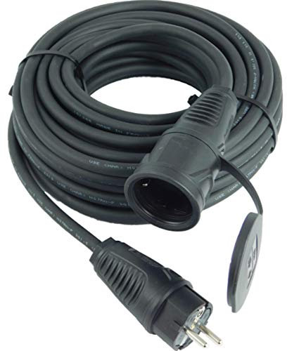 NWP Schuko Verlängerungskabel 15m Gummikabel - 3x1,5mm² H07RN-F - IP54 - Stromkabel für Baustelle, Garten, Industrie, Märkte, Außenbereich