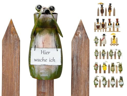 NETPROSHOP Zaunhocker Zaunfigur Rabe oder Frosch aus Metall, H: 15-25cm, Auswahl:Hier wache ich