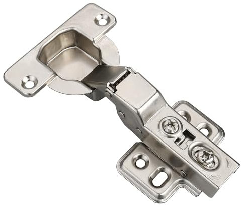 Luokim 40mm Cup Big Cup Soft Close Hinge for Thick Door Half Overlay Concealed Cabinet Hinge with Screws Nickel Finish 4 Pcs