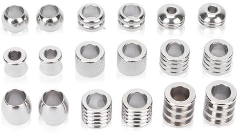 18Pcs Bartperlen, Viking Haarperlen Edelstahl Hohe Härte Zöpfe Zubehör Geeignet für Haare, Bartweben, Anhänger, Armband und Schmuck DIY, Etc