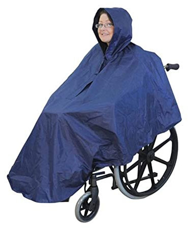 Unisex-Rollstuhl-Poncho mit Kapuze, Erwachsene, ältere Senioren, Rollstuhl-Umhang, wiederverwendbarer Rollstuhl-Regenschutz