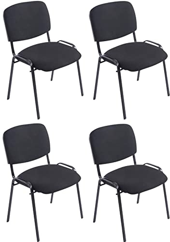 CLP 4er Set Stühle XL Ken Stoff I Stapelstühle Mit Metallgestell Und Stoffbezug Und Gepolsterter Rückenlehne, Farbe:schwarz