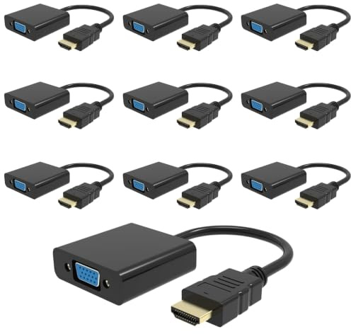 HDMI a VGA, adaptador HDMI a VGA compatible 1080P para computadora, computadora portátil, PC, monitor, HDTV, cable convertidor digital a analógico para Xbox 360, PS3, TV Box a proyector Displayer.