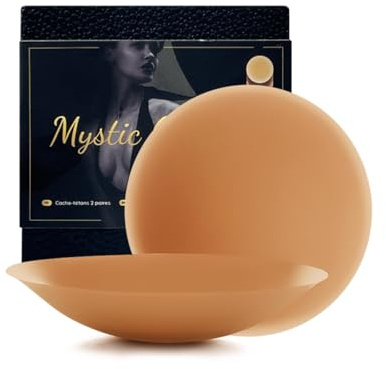 Wiederverwendbare Ultra-Dünne Silikon Nippelpads für Damen, Selbstklebende Nipple Covers in Eleganter Box – Diskret, Hypoallergen, Ideal für Alltag & Sport, 2-Paar-Pack mit Zubehör [8cm Ø] (Karamell)