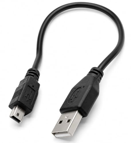 DRUT Mini USB to USB Cable, 25cm Short, 0.8ft, Black Nickel Connectors | 24AWG, 2.0 Hi-Speed 2.0, A-Male to Mini-B 5pin, Power & Data Lead