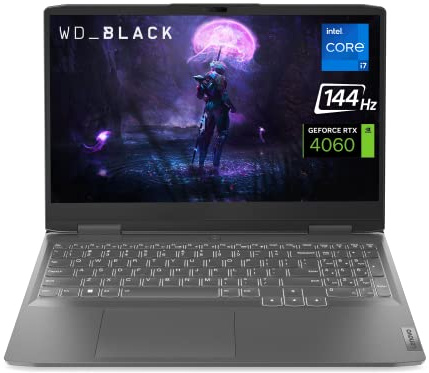 Lenovo LOQ Gaming Laptop, NVIDIA GeForce RTX 4060, Intel 13a generazione i7-13700H, display FHD 144Hz da 15,6, RAM DDR5 da 16 GB, SSD PCIe da 1 TB, webcam, HDMI, RJ45, KB retroilluminato, Wi-Fi 6