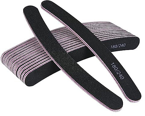 URAQT Lime à Ongles, 15pcs Double Face - lime 180/240 Grain Lavable être Réutilisé Plusieurs Fois, pour Manucure Cosmétique, Salon de Coiffure, Animaux Domestiques,Maison (Noir)