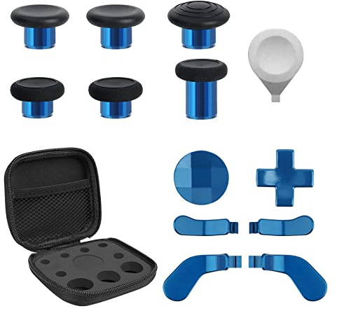13 in 1 Metal Thumbsticks for Xbox Elite Controller Series 2 Zubehör, Replacement Magnetic Buttons Kit Includes 6 Metal Plating Joysticks, 4 Paddles, 2 D-Pads, 1 Adjustment Tool (Blau)