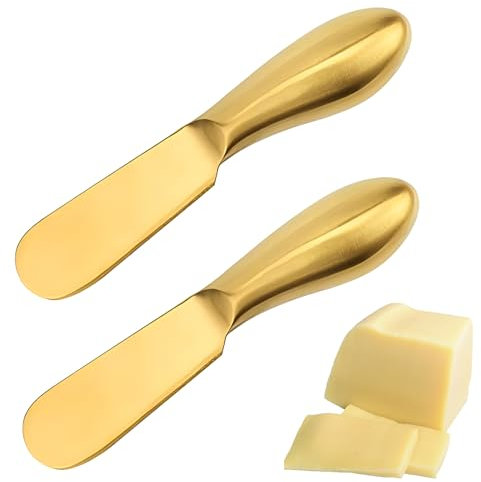 posionks 2 Pcs Gold Butter Knife Stainless Steels Butter Knife Easy Spread Butter Spreader 13.5 cm Butter Knives for Spreading Cheese Biscuits Butter