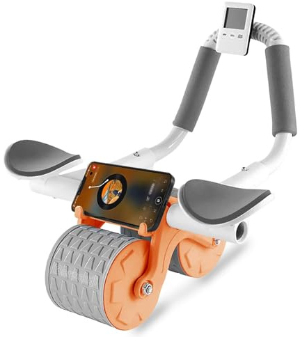 Bersauji 2025 New Ab Roller Wheel with Knee Mat &Timer, Automatic Rebound Abdominal Wheel, Ab Abdominal Exercise Roller with Elbow Support, Abs Workout Equipment Ab Exercise Roller for Women Men