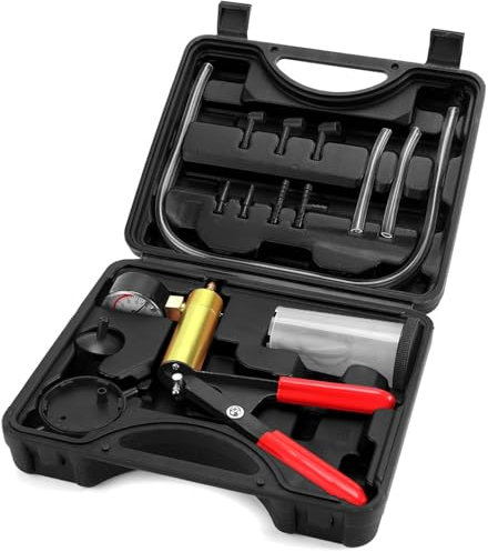 Awsuc Bremsenentlüftungsgerät,Vakuumpumpe Bremsenentlüfter Set für Auto Motorrad Tester Hand Vakuumtester Druckpruft Mit Tragetasche